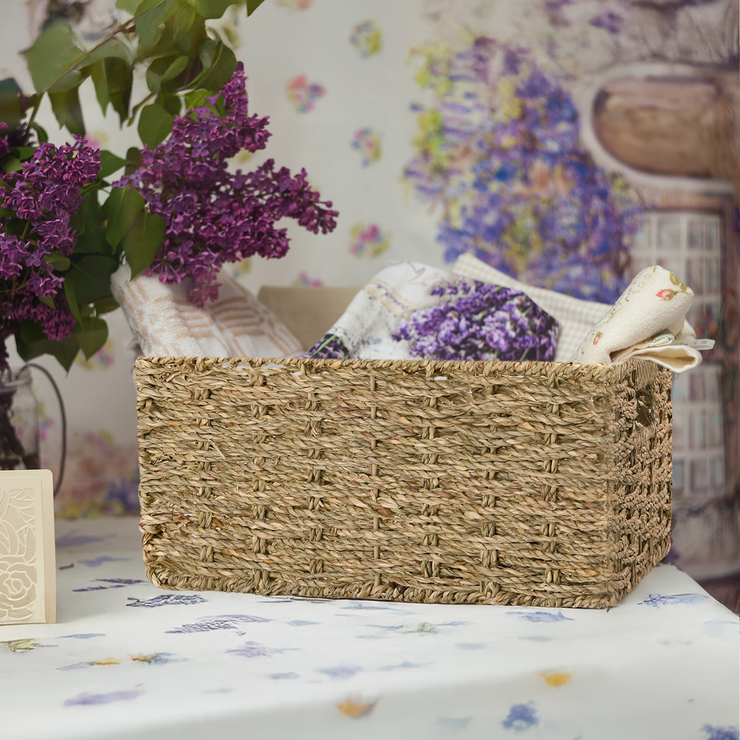 Seagrass Storage Basket with Handle - 2 Sizes