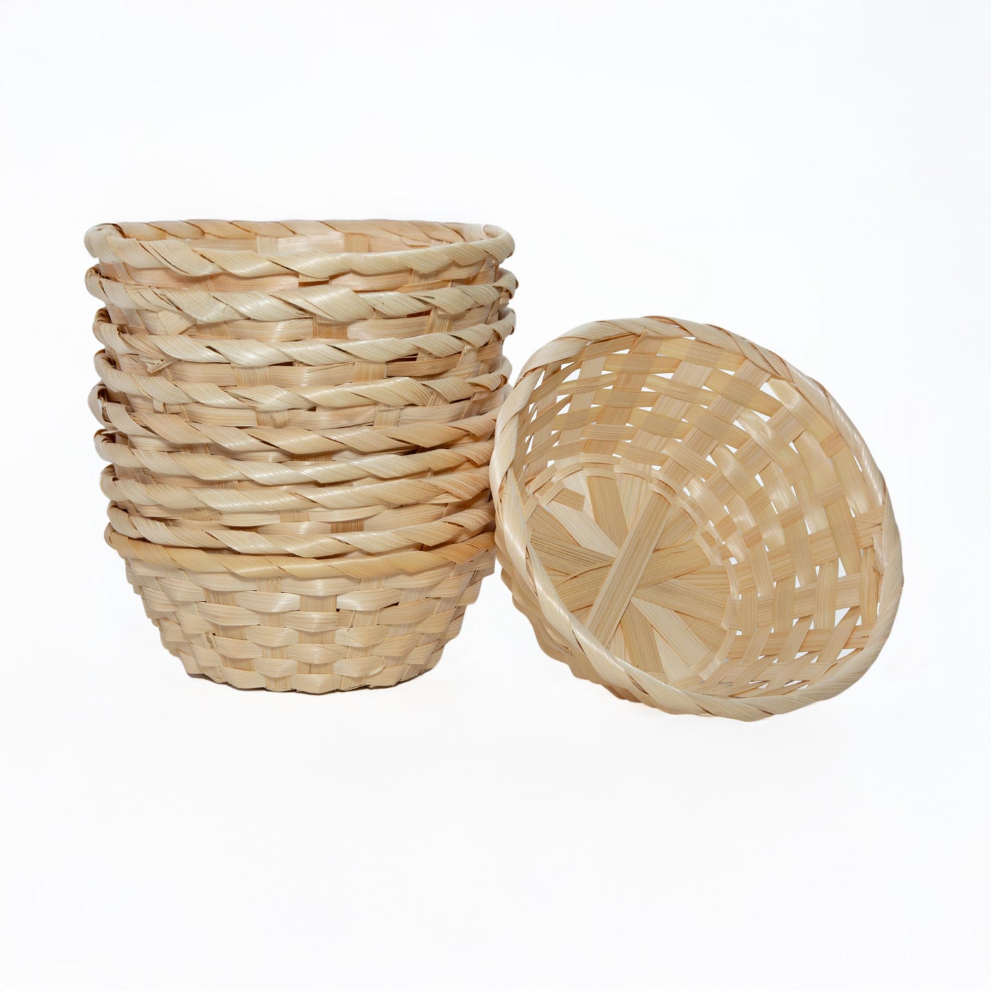 Round Bamboo Packing Basket Tray – Pack of 10
