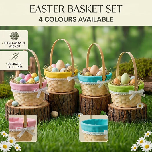 Small Bamboo Shopper Easter Basket with Yellow Lining– Pack of 5