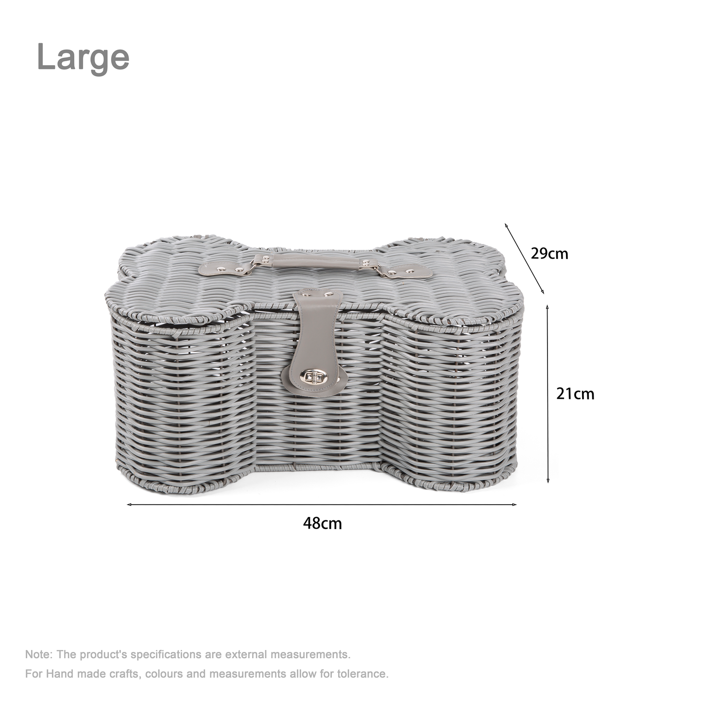Grey Faux Wicker Bone-Shaped Hamper Basket - 2 Sizes