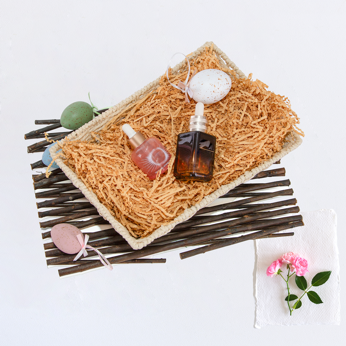 Paper Rope Storage Hamper Basket - Grey / Beige / White
