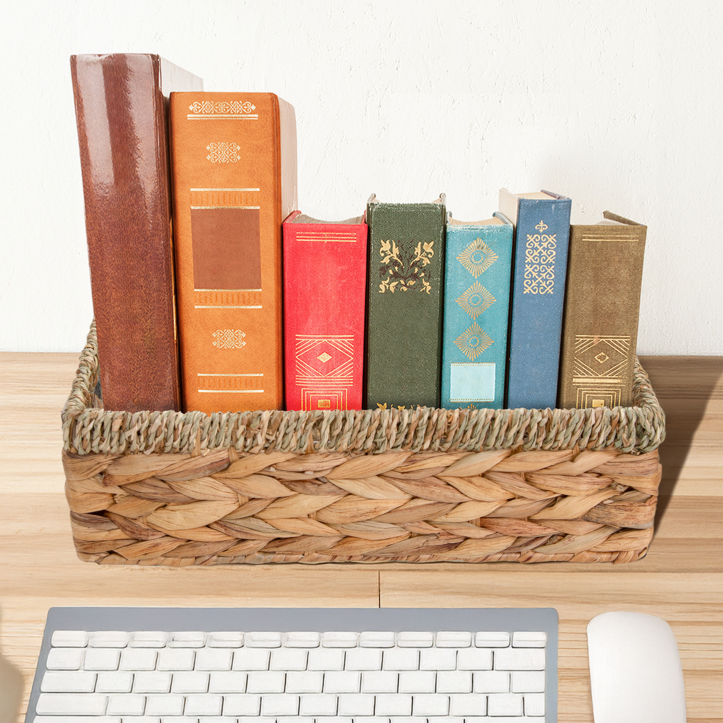 Shallow Water Hyacinth Storage Baskets with Seagrass Border - 3 Sizes