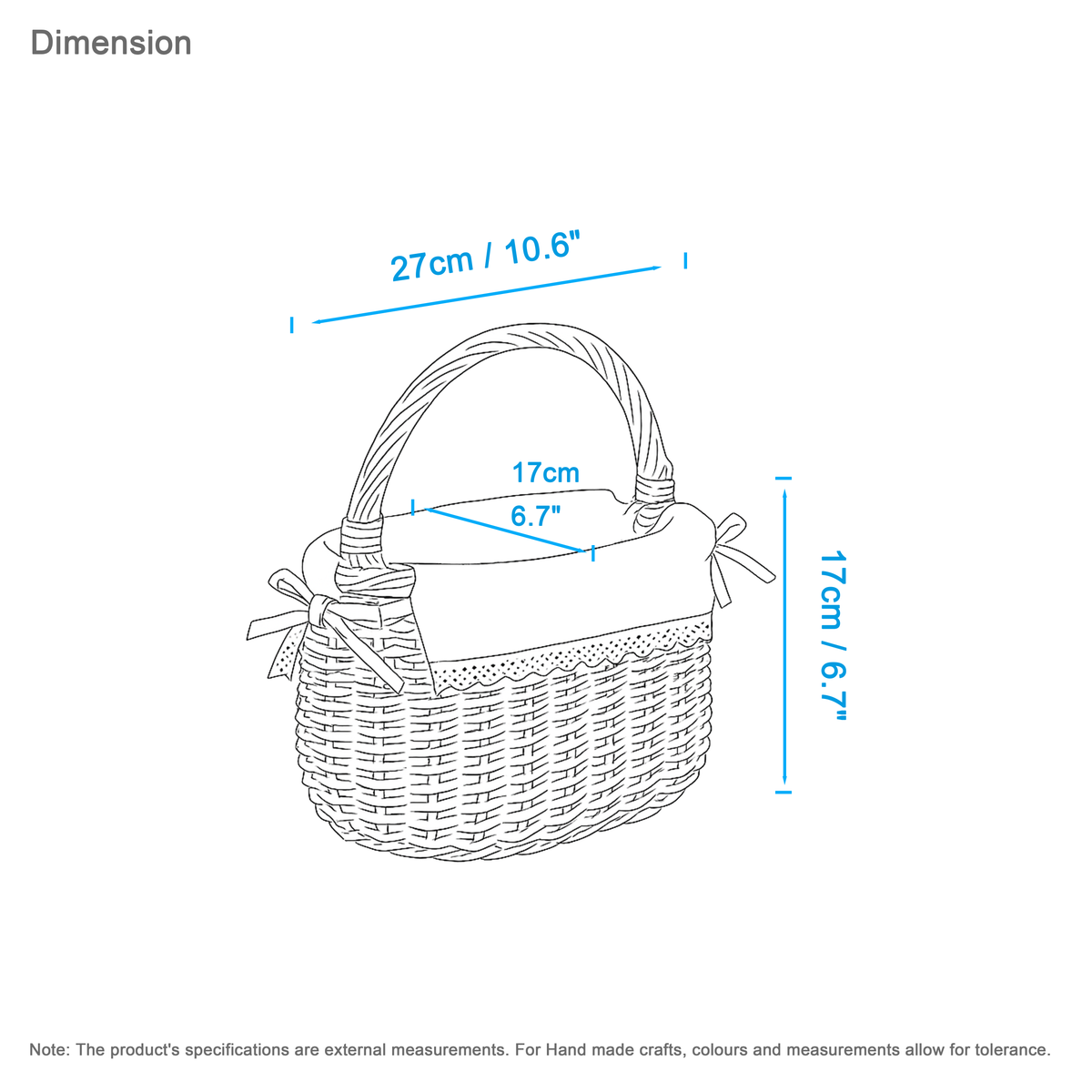 Light Steamed Coracle Wicker Shopper Basket with White Lace Lining