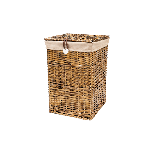 Double Steamed Square Wicker Laundry Basket with Lining
