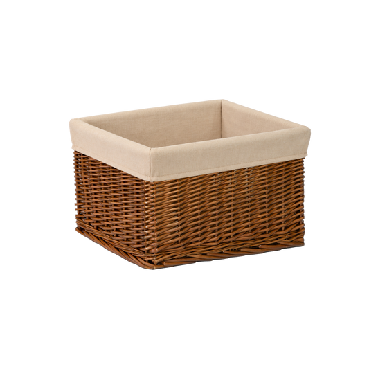 Light Steamed Wicker Storage Basket with Lining - 3 Sizes