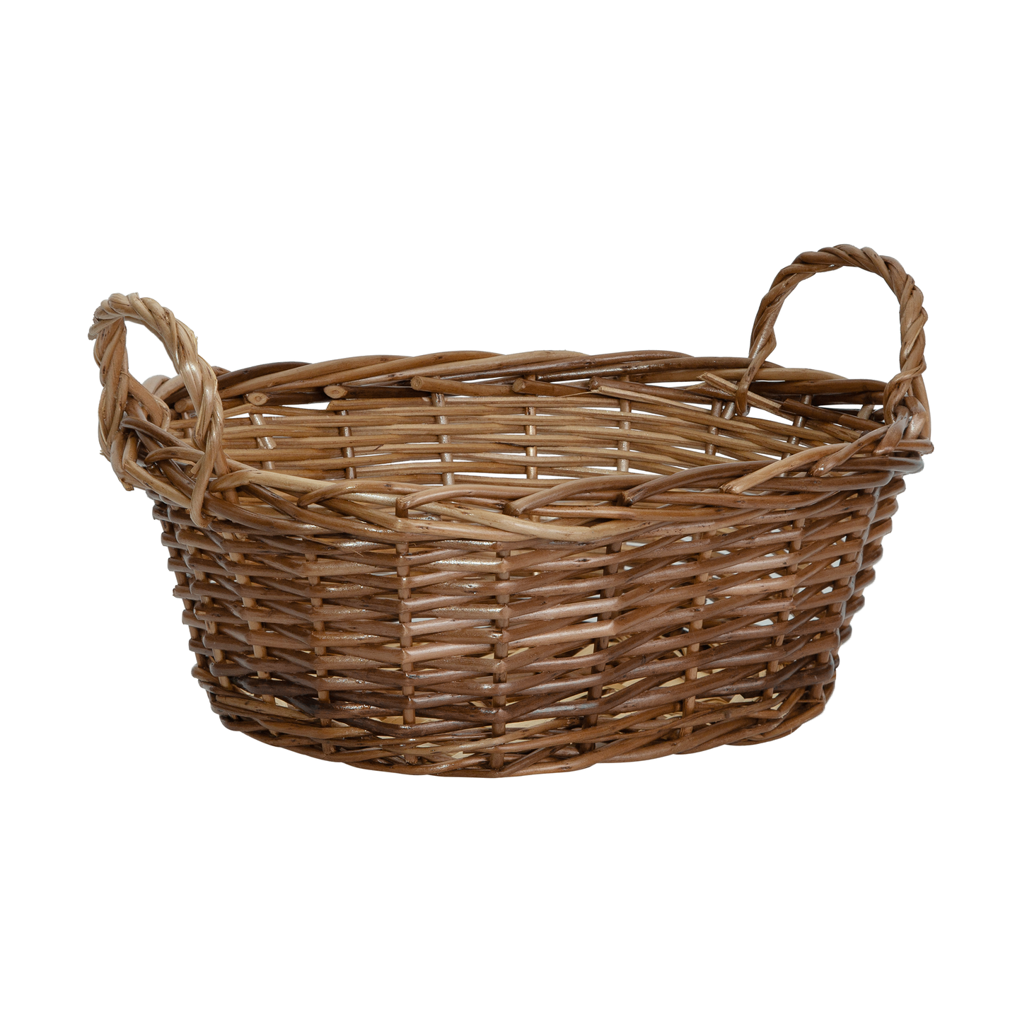 Small Wicker Gift Packing Basket with Heart Decoration - Grey / White / Brown