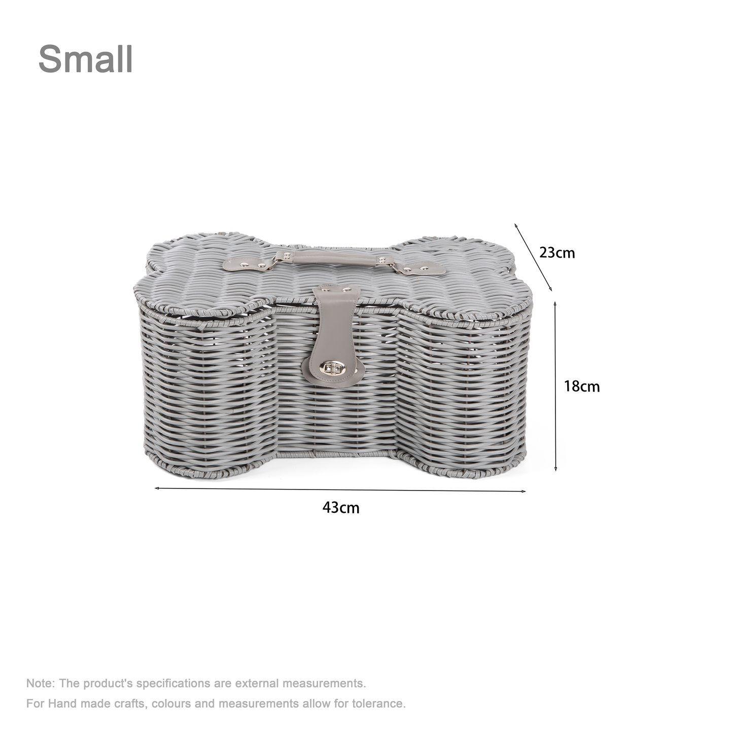 Grey Faux Wicker Bone-Shaped Hamper Basket - 2 Sizes