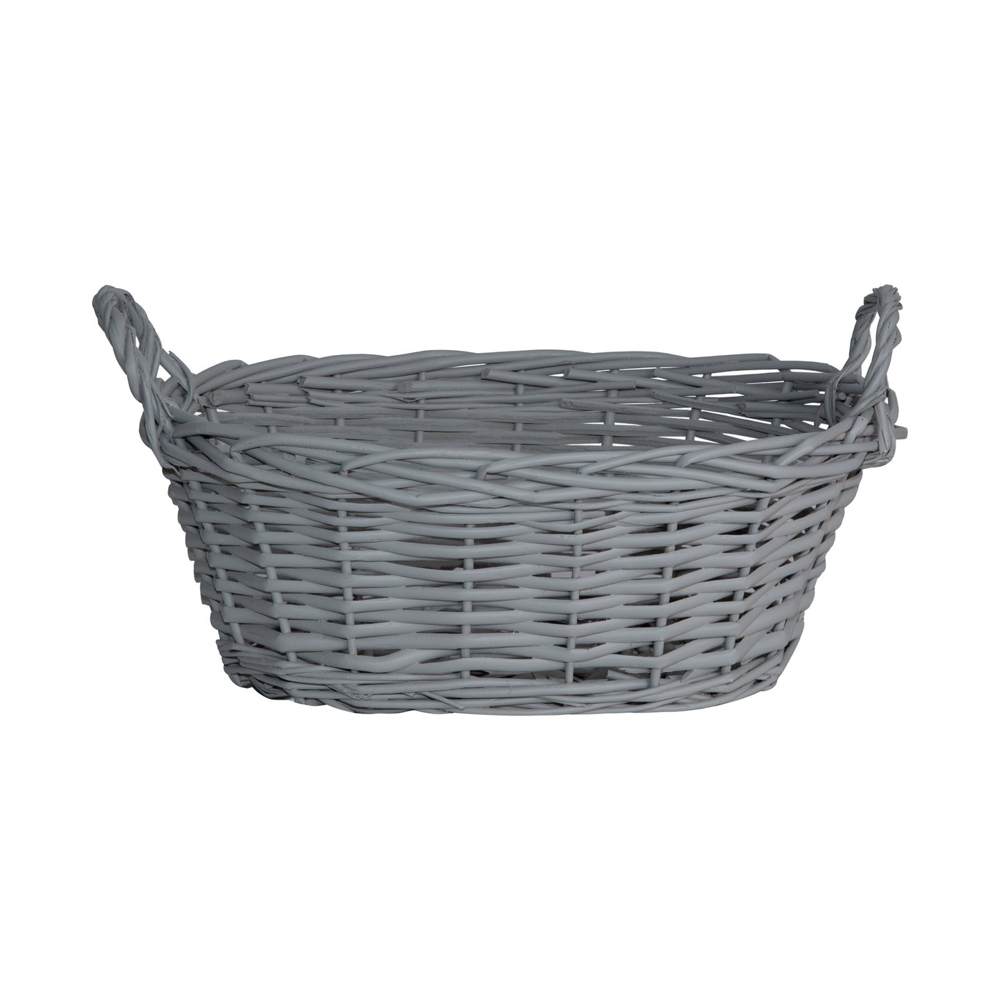Small Wicker Gift Packing Basket with Heart Decoration - Grey / White / Brown