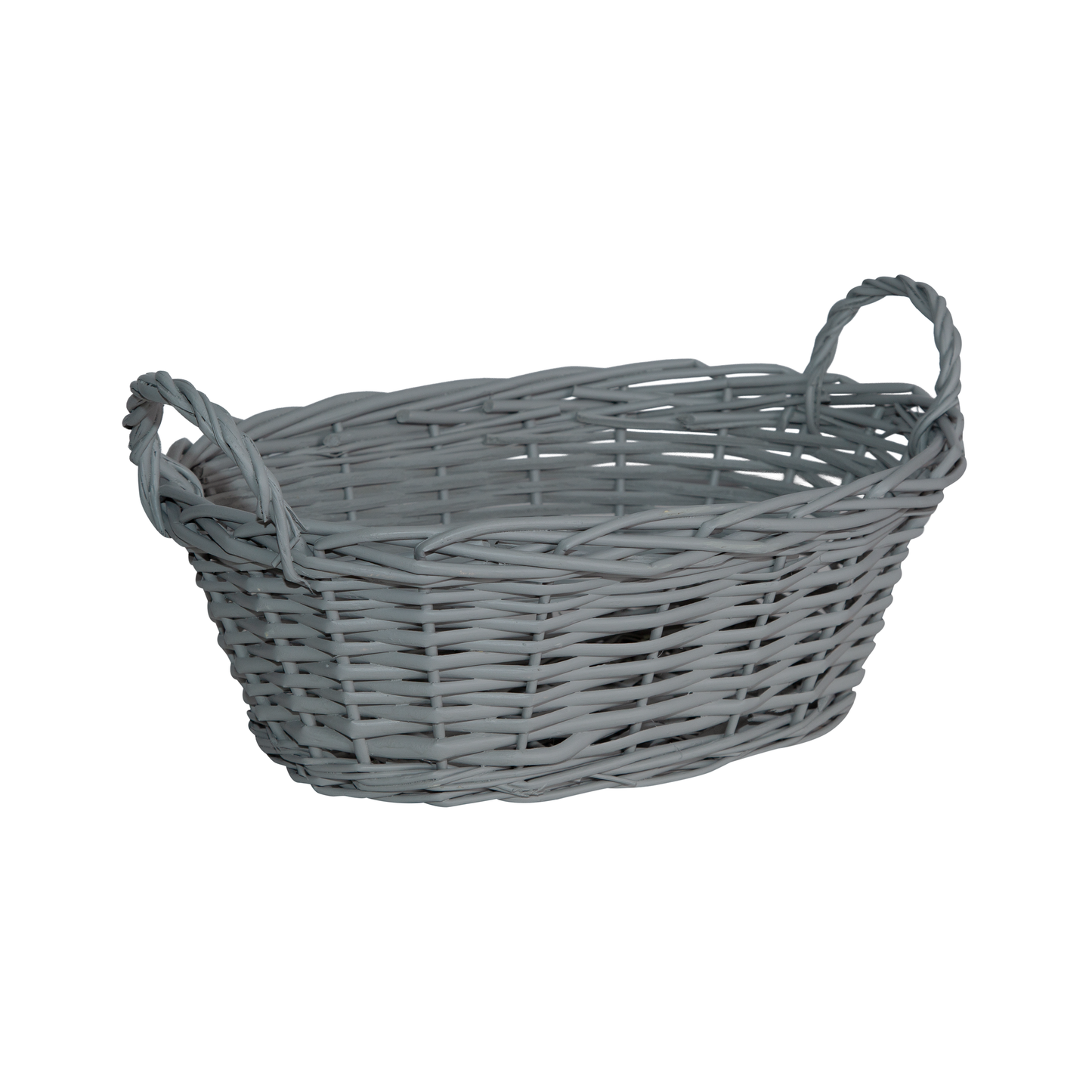 Small Wicker Gift Packing Basket with Heart Decoration - Grey / White / Brown