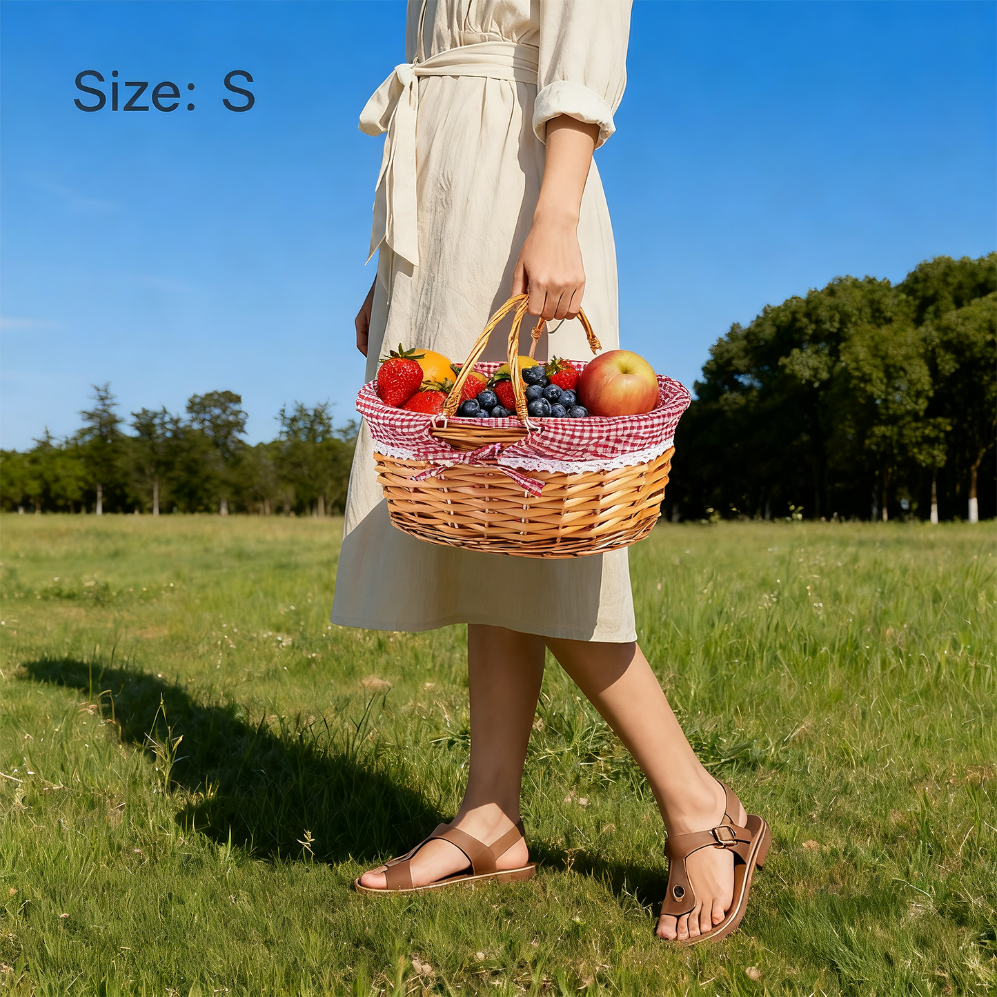 Light Steamed Swing Handled Wicker Shopper Basket with Lining - 2 Sizes