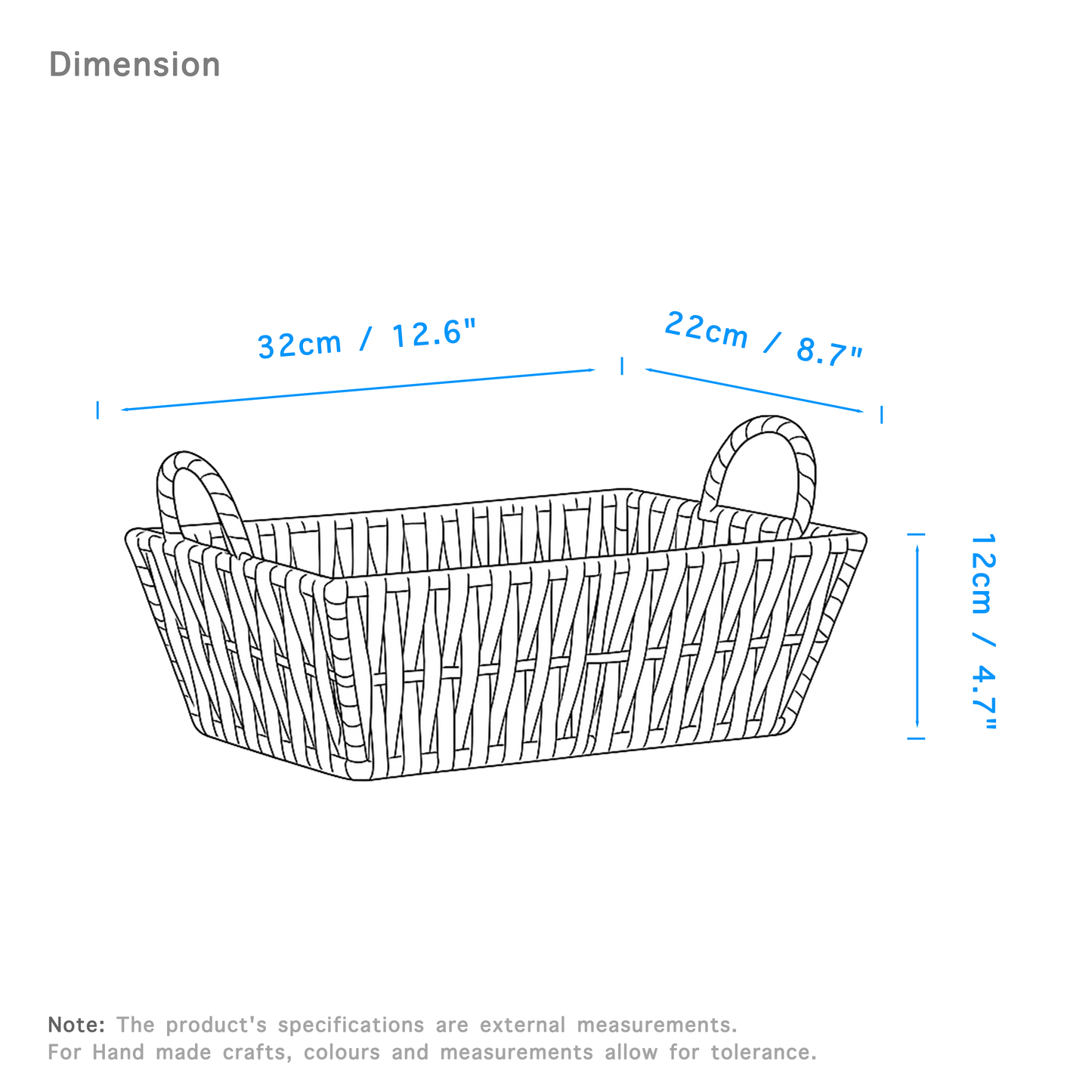 Storage Hamper Basket with Handle - Seagrass / Paper Rope