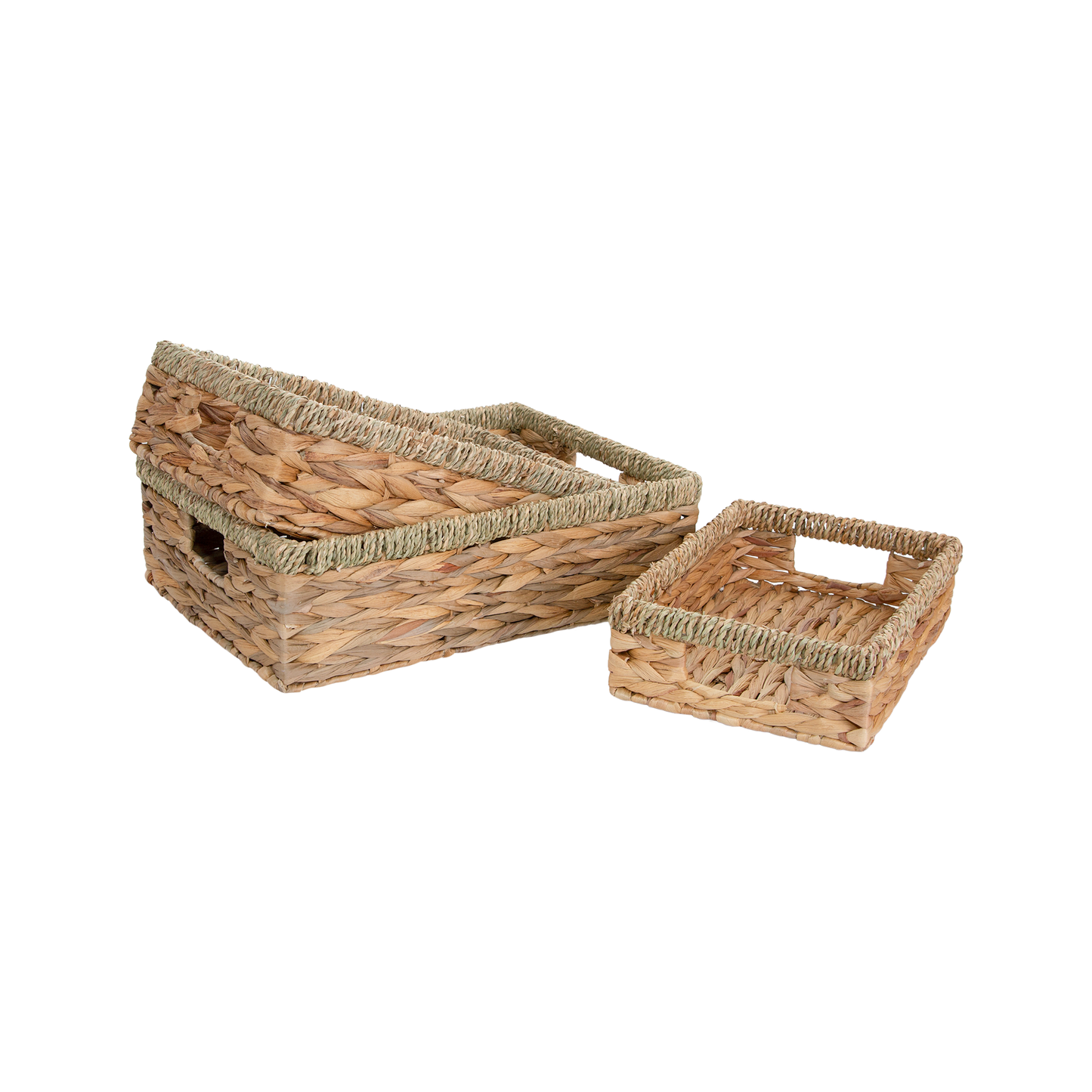 Shallow Water Hyacinth Storage Baskets with Seagrass Border - 3 Sizes