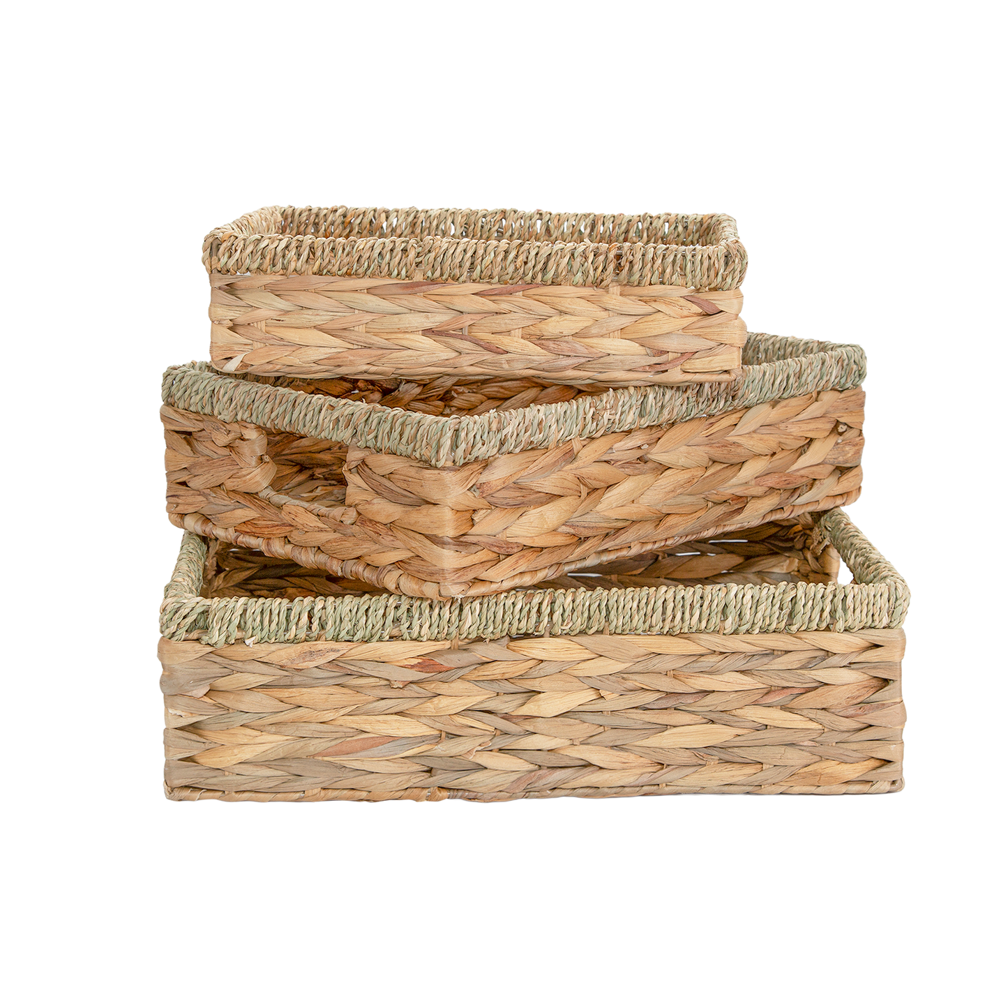 Shallow Water Hyacinth Storage Baskets with Seagrass Border - 3 Sizes
