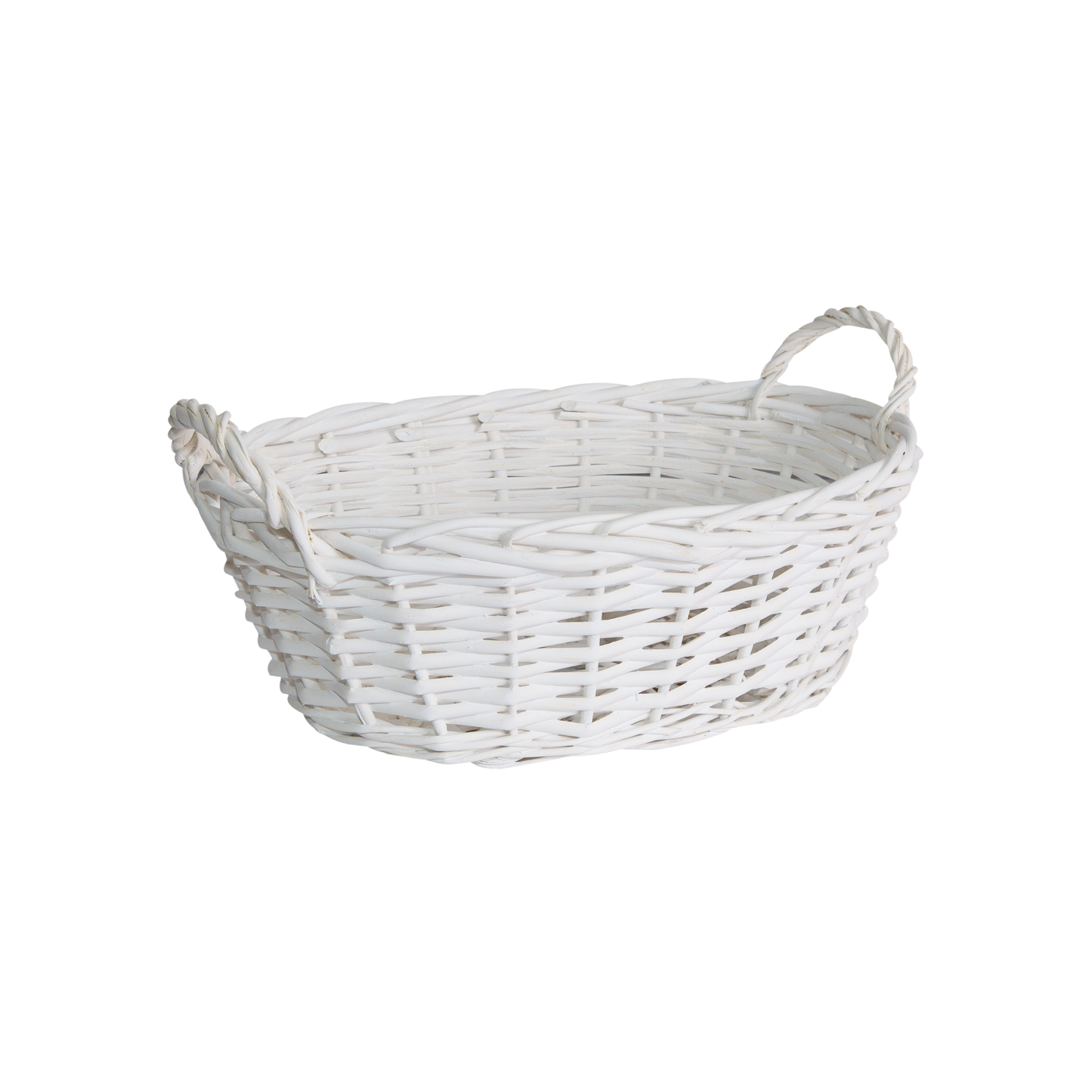 Small Wicker Gift Packing Basket with Heart Decoration - Grey / White / Brown