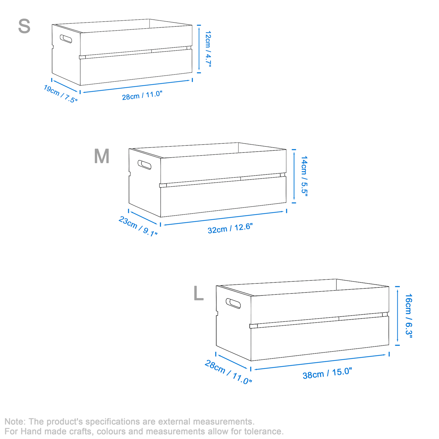 White Wooden Crate Display Trough - 3 Sizes
