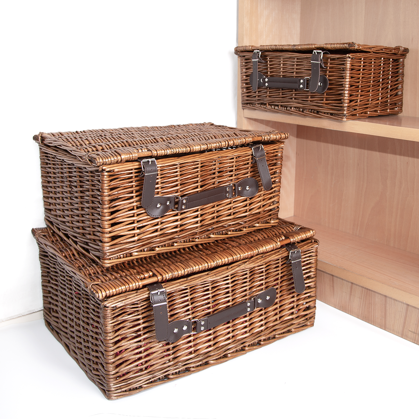 Double Steamed Wicker Storage Hamper Basket - 3 Sizes