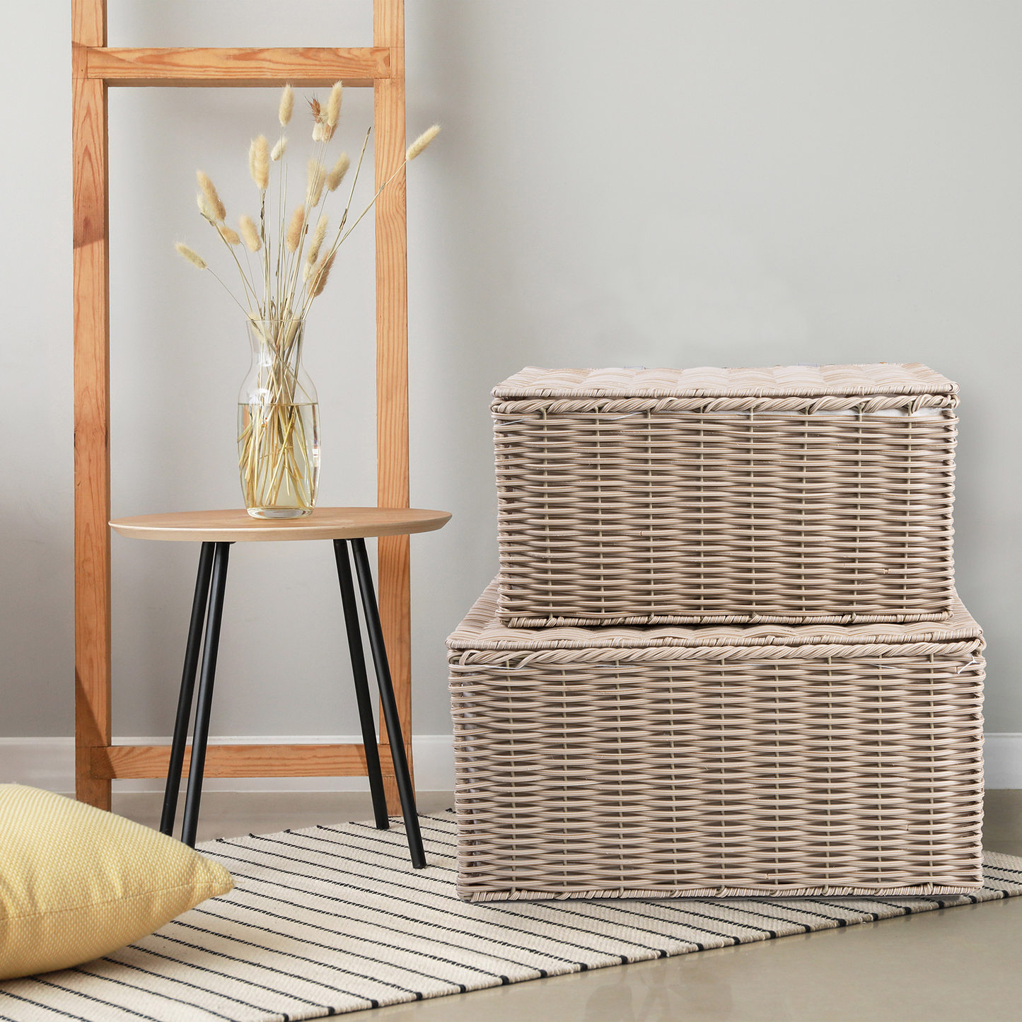 Wicker-Style Storage Hamper Basket with Lining - 2 Sizes