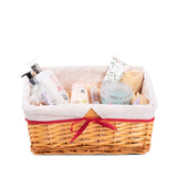 Red Lined Honey Wicker Trays Retail Display Hampers