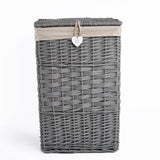 Grey Paint Square Wicker Laundry Basket With Lid Bathroom Storage Laundry Bag