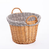 Grey Painted Open Storage Wicker Basket With Liner Laundry Toys Baby Nursery Box