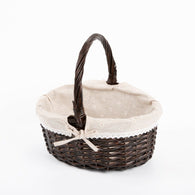 Brown High Handle Wicker Shopping Baskets Easter Egg Hunting Flower Gift Hamper