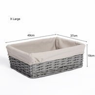 Grey Natural Wicker Storage Basket With Liner Shelf Basket Gift Hamper