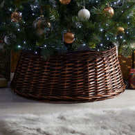 Natural Wicker Christmas Tree Skirt Xmas Stand Cover Xmas Decoration Basket