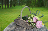 Shallow Style Grey Washed Fireside Log Basket Accessories Wicker Flower Basket