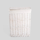Premium White Wicker Laundry Basket With Liner With Lid Bathroom Storage