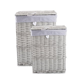 Premium Grey Paint Laundry Wicker Basket Cotton Lining With Lid Bathroom Storage