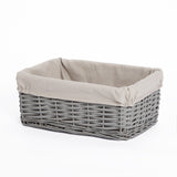 Grey Wicker Storage Basket With Liner Shelf Basket Gift Hamper Nursery Room Box