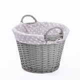 Grey Painted Open Storage Wicker Basket With Liner Laundry Toys Baby Nursery Box