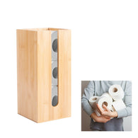 Wooden Finish Free Standing Toilet Paper Roll Holder Bathroom Storage x 2