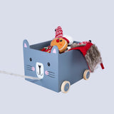 Pull Along Toys Storage Chest Wooden Box Book Cart Storage Box Nursery Room Deco