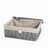 New Grey Painted Lid Wicker Basket Storage Collection Shelve Box Gift Hamper