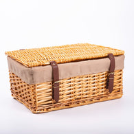 Natural Wicker Storage Hamper With Lid With Liner Gift Hamper Shelf Basket