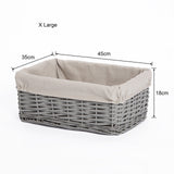 Grey Wicker Storage Basket With Liner Shelf Basket Gift Hamper Nursery Room Box