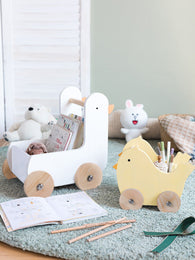 Kid Toys Storage Chest Wooden Box Book Cart Storage Box Nursery Room Decoration
