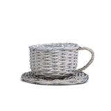 Tea Cup Shaped Wicker Gift Hampers Flower Pot Home Decoration Christmas Gift