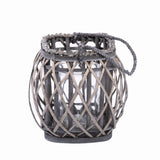 Wicker Lantern With Candle Holder Garden Lightning Table Light Rattan Lamp