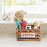 Brown Paw Print Dog Toys Chest Storage Collection Box Wooden Crates Gift Hampers