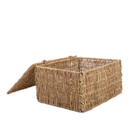Seagrass Woven Storage Basket With Lid Gift Basket Hamper UnderBed Storage
