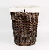 Wicker Laundry Basket Hamper With Cotton Liner Drawstring Close Bathroom Storage