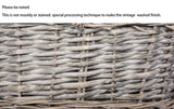 Grey Oval Matt Wicker Laundry Basket Cotton Lining With Lid