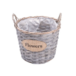 3 x Wicker Flower Basket with Handles Indoor Planter With Liner Gift Basket