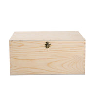 BH Natural Finish Creative Wooden Treasure Chest With Hinged Lid &Locking Clasp