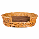 Honey Color Premium Wicker Dog Pet Bed With Washable Cushions