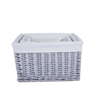 Grey Wash Full Wicker Trunk Baby Nursery Toys Blanket Storage Chest Basket Box