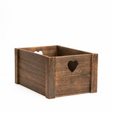Brown Heart Shaped Cut Wooden Crates Retail Display Shelve Storage Gift Box