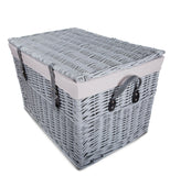 Grey Painted Wicker Trunk Baby Nursery Toys Blanket Storage Chest Basket Box